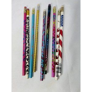 Wooden Pencil Lot Of 9 Unsharpened Collection Random Vintage Variety Of Colors